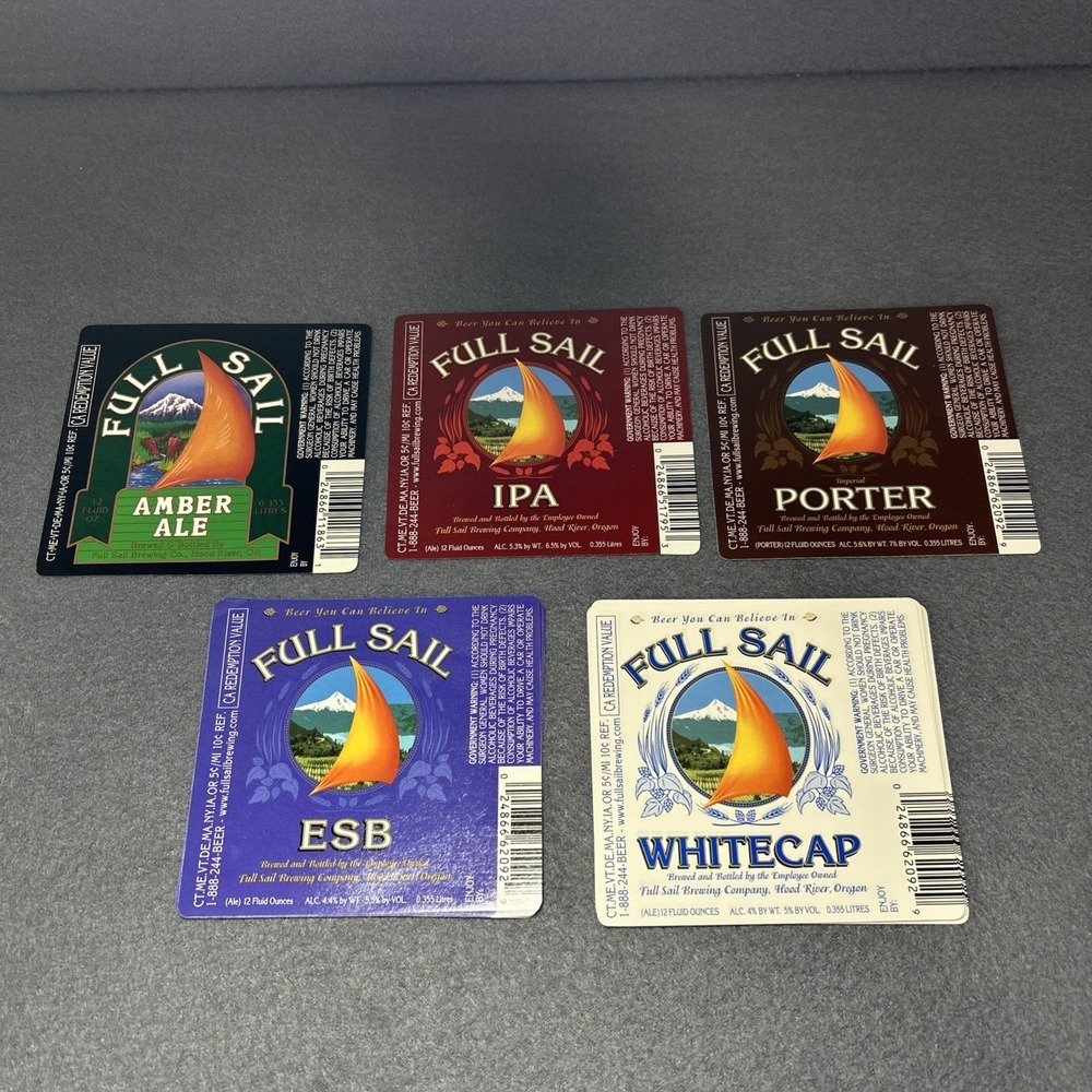 Full Sail‎ Beer Labels – Lot of 15 – 5 Varieties Craft Brewery Collectible